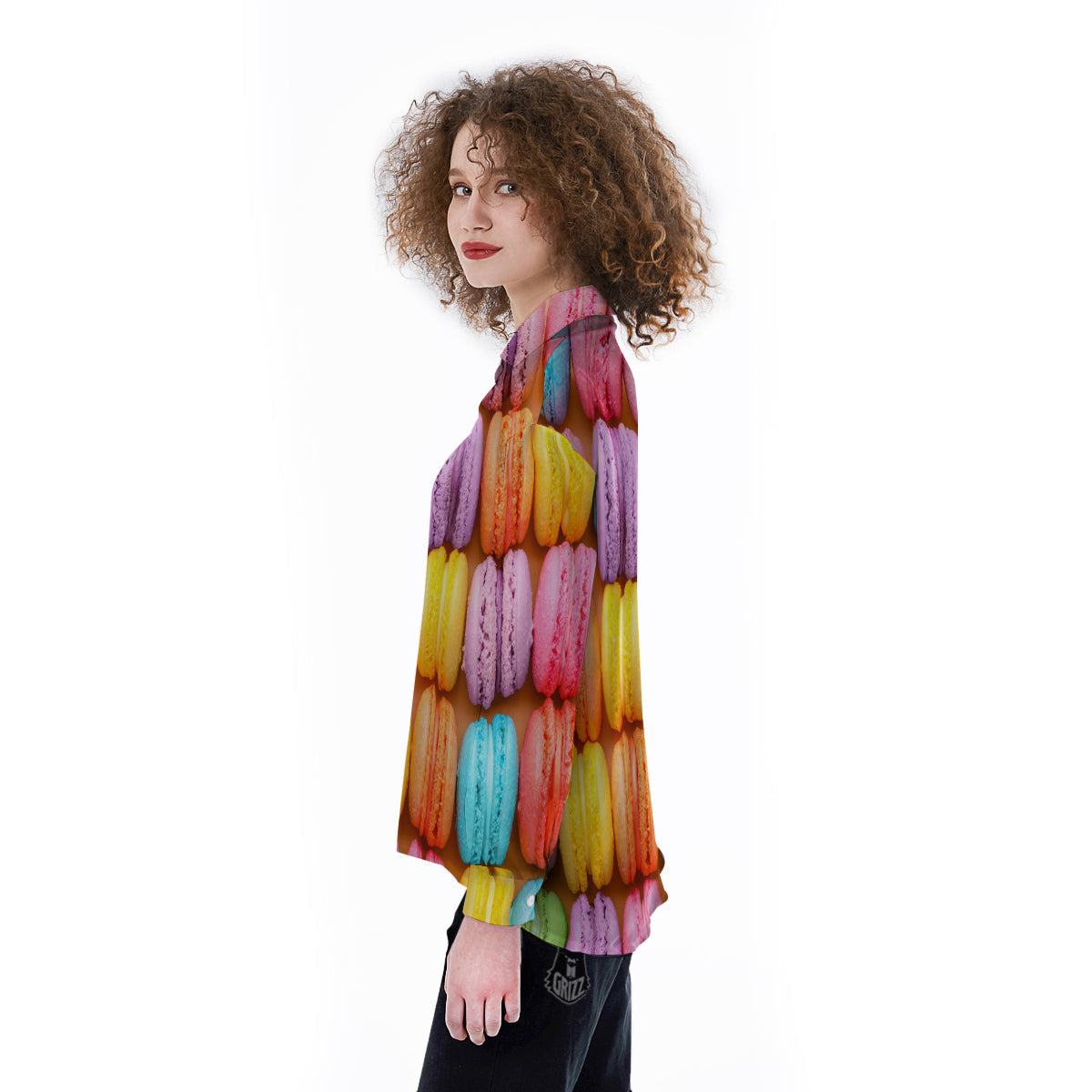 Macarons Colorful Print Women's Long Sleeve Shirts-grizzshop
