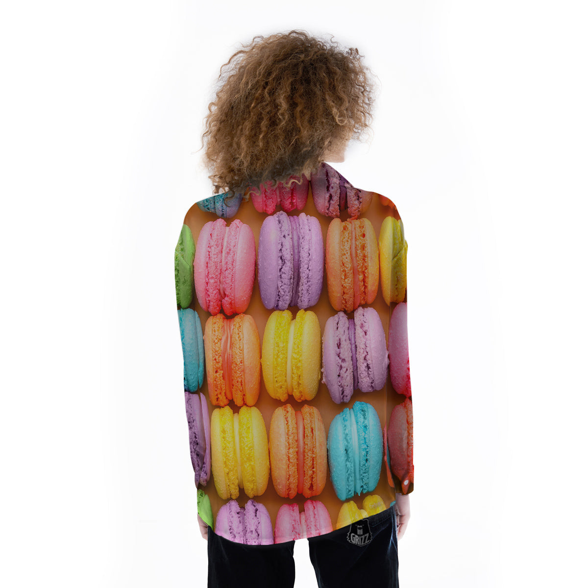 Macarons Colorful Print Women's Long Sleeve Shirts-grizzshop