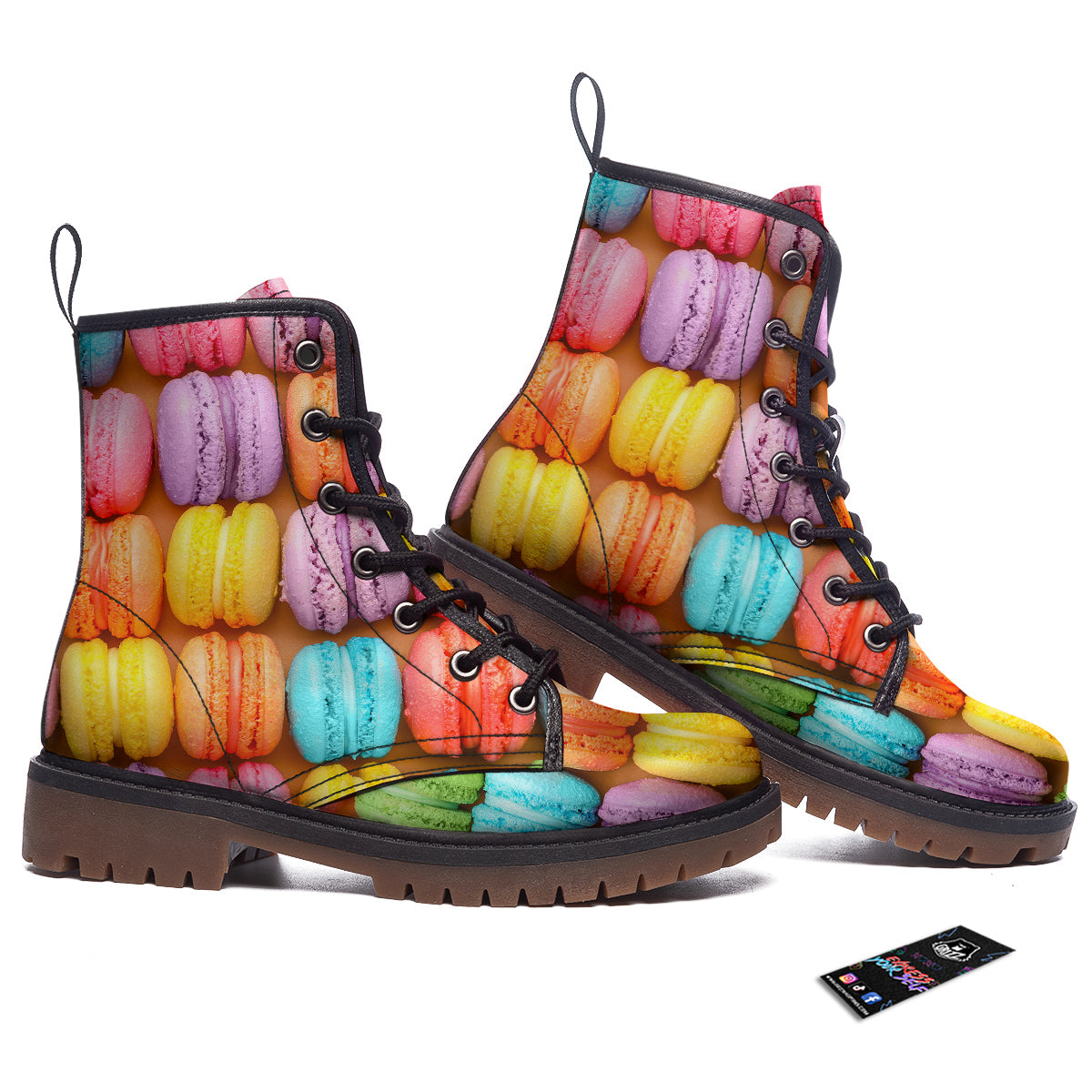 Macarons Colorful Print Work Boots-grizzshop