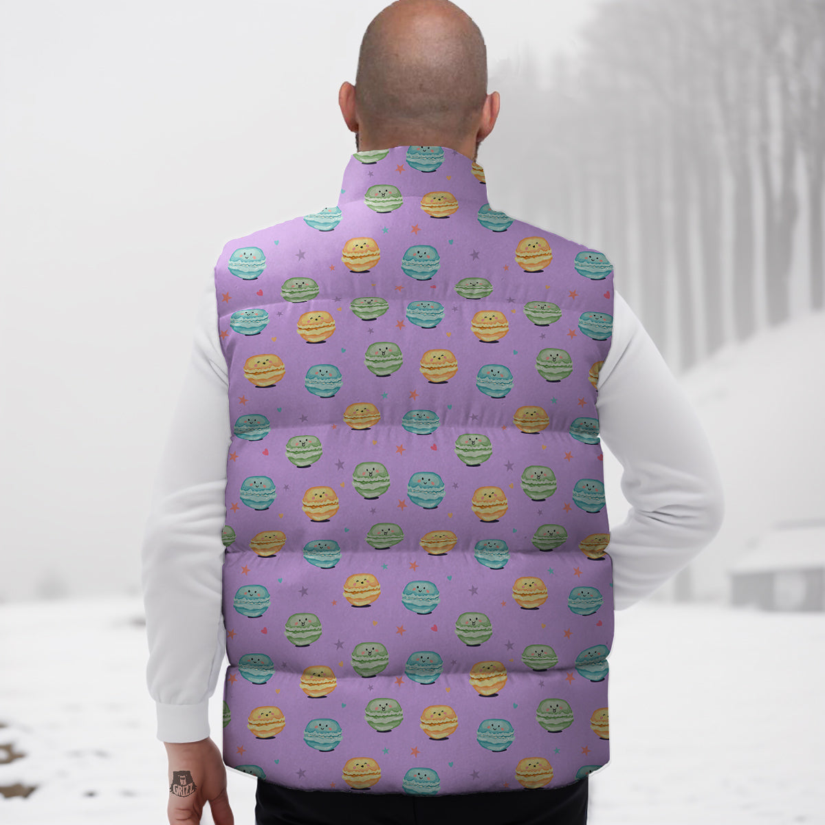Macarons Cute Print Pattern Down Vest-grizzshop