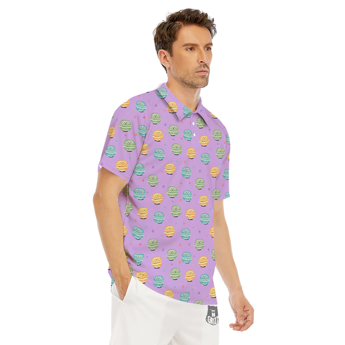 Macarons Cute Print Pattern Men's Golf Shirts-grizzshop