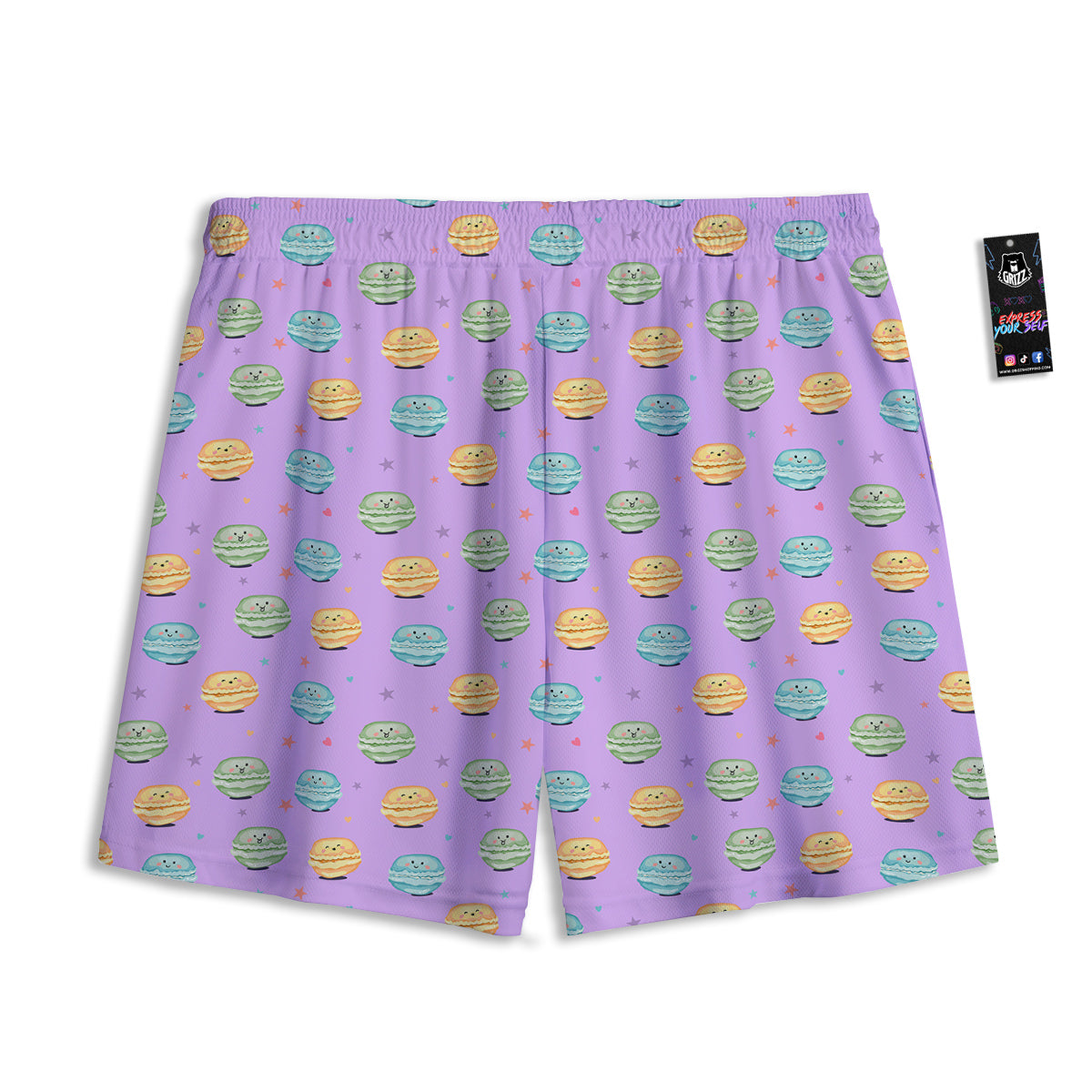 Macarons Cute Print Pattern Mesh Shorts-grizzshop