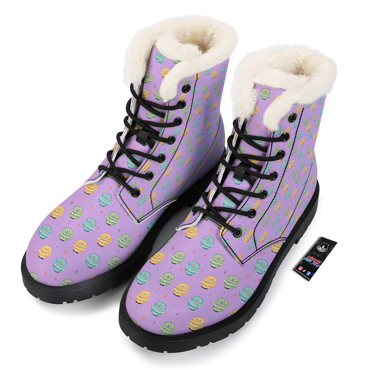 Macarons Cute Print Pattern Winter Boots-grizzshop