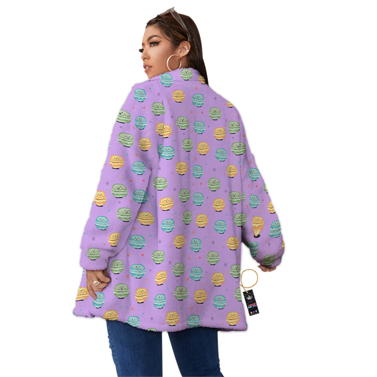 Macarons Cute Print Pattern Women's Sherpa Jacket-grizzshop