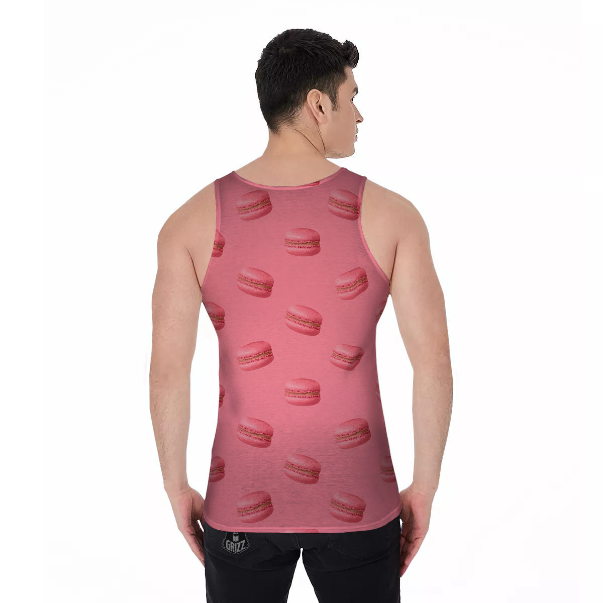 Macarons Pink Print Pattern Men's Tank Top-grizzshop