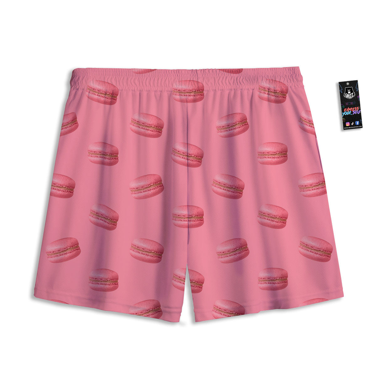 Macarons Pink Print Pattern Mesh Shorts-grizzshop