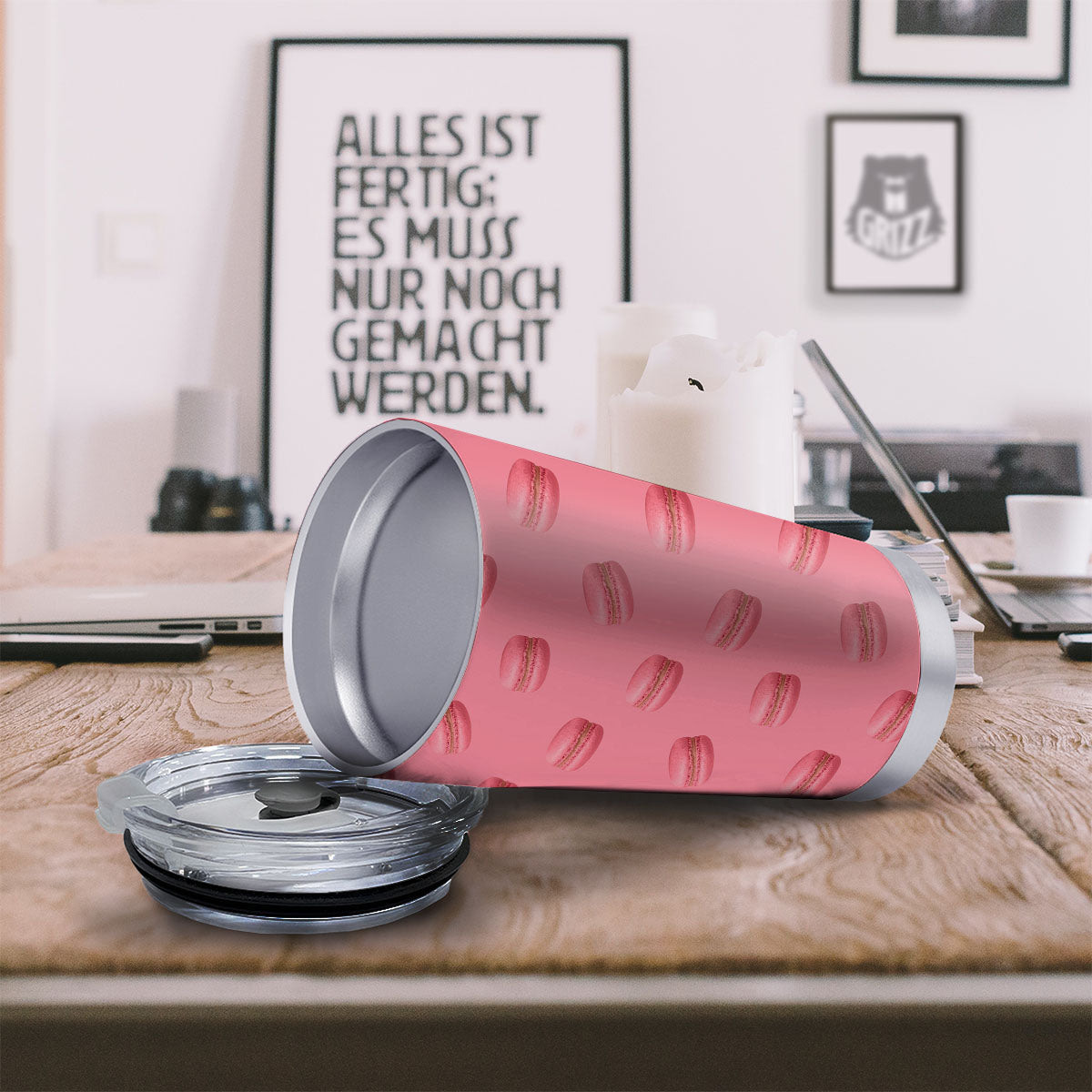 Macarons Pink Print Pattern Tumbler-grizzshop