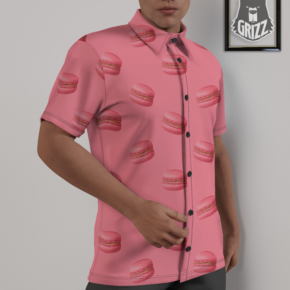 Macarons Pink Print Pattern Untucked Shirts-grizzshop