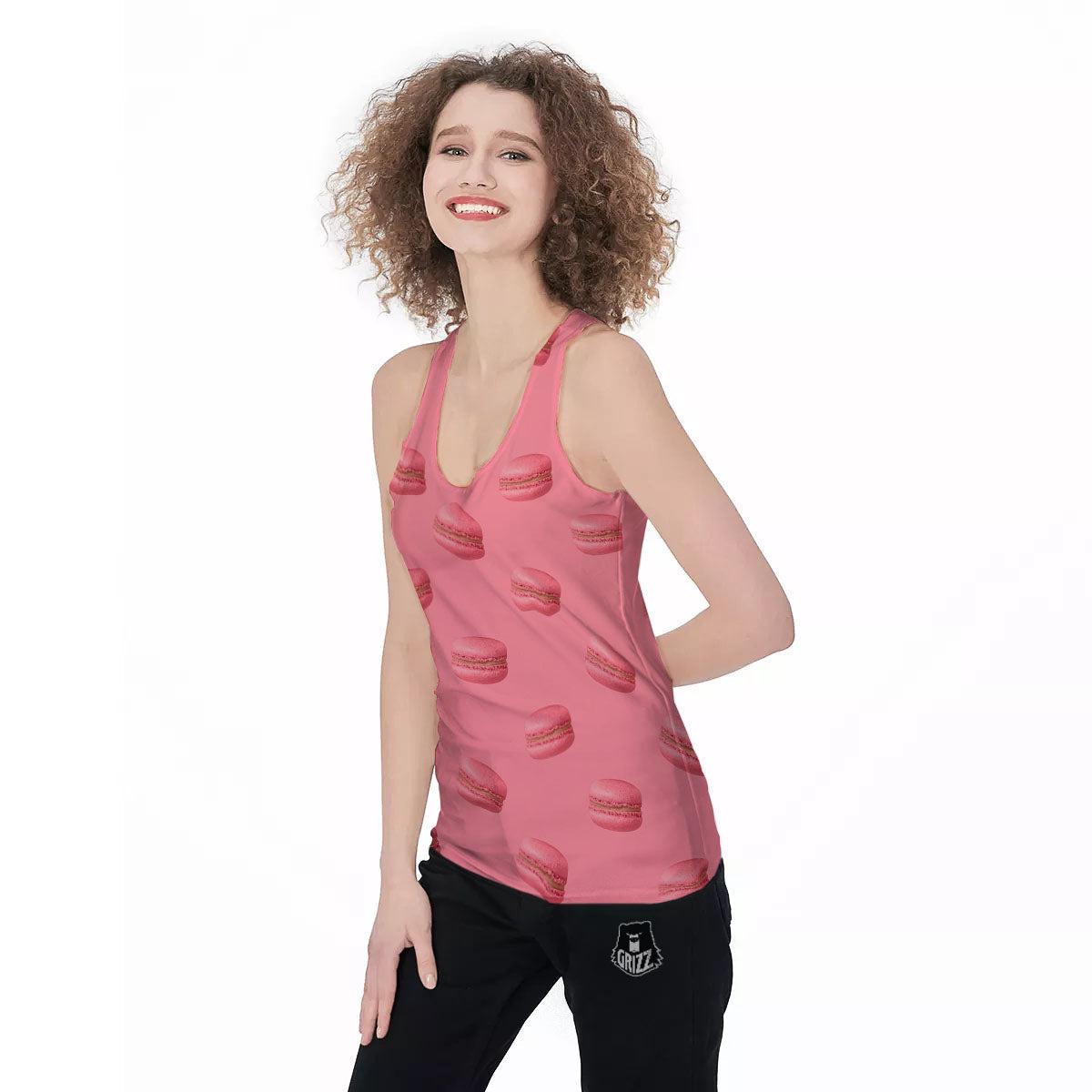 Macarons Pink Print Pattern Women's Racerback Tank Top-grizzshop