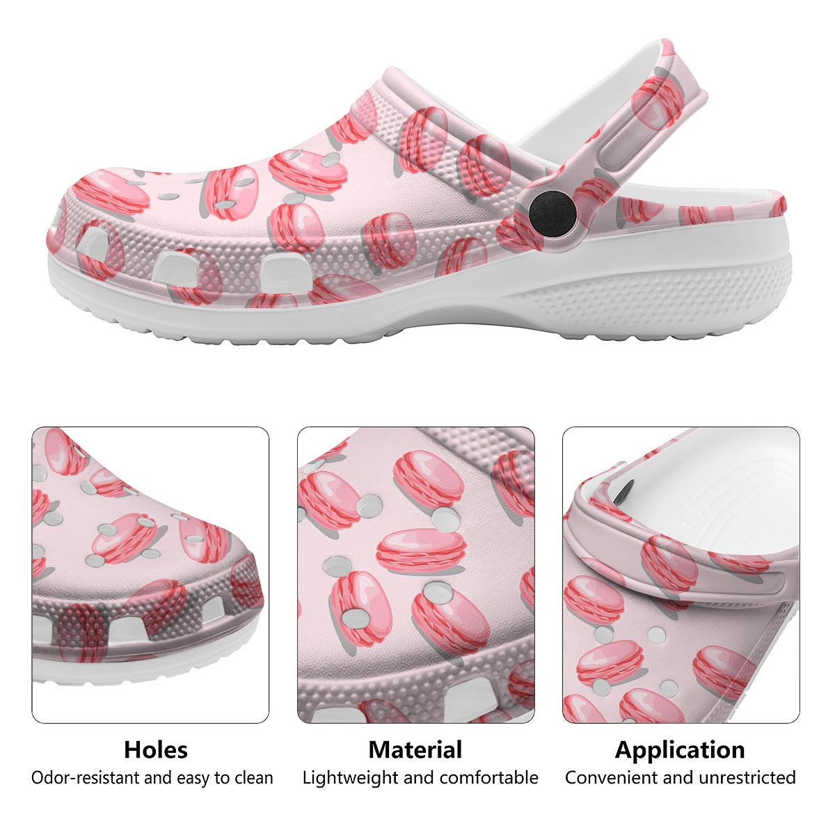 Macarons Sweet Print Pattern Clog-grizzshop