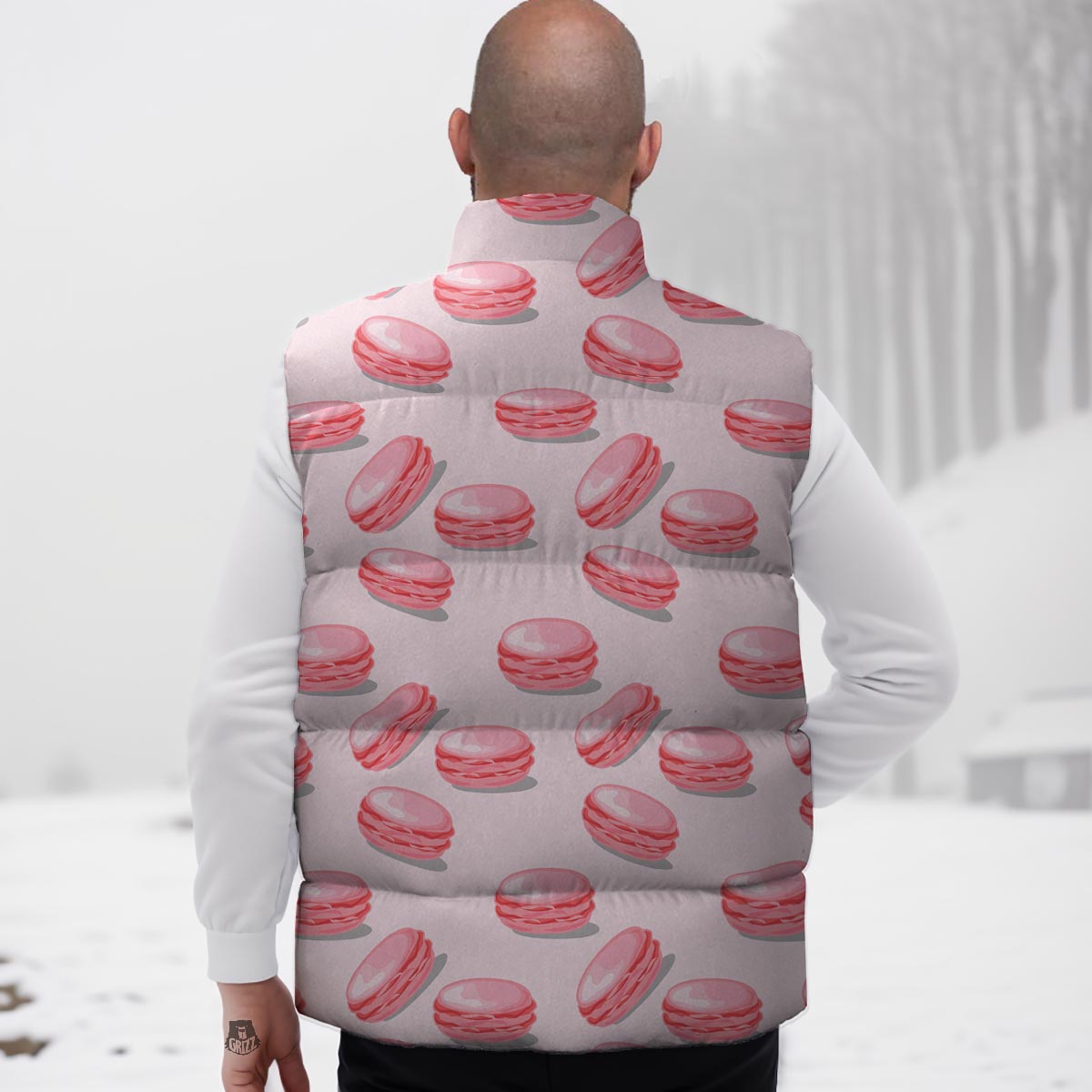 Macarons Sweet Print Pattern Down Vest-grizzshop