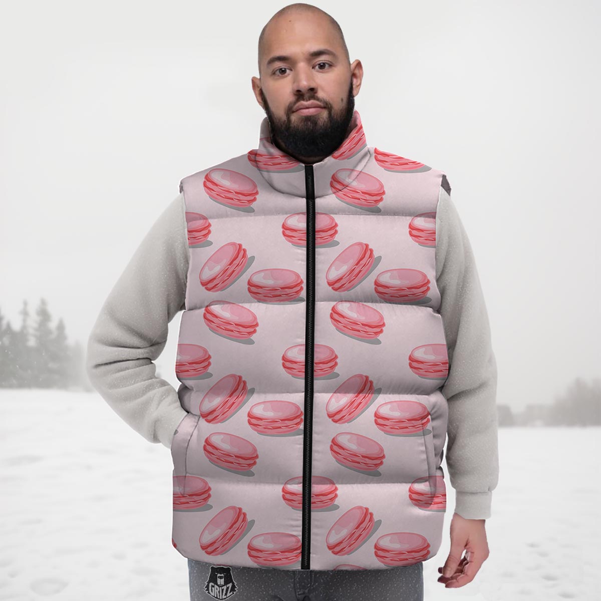 Macarons Sweet Print Pattern Down Vest-grizzshop