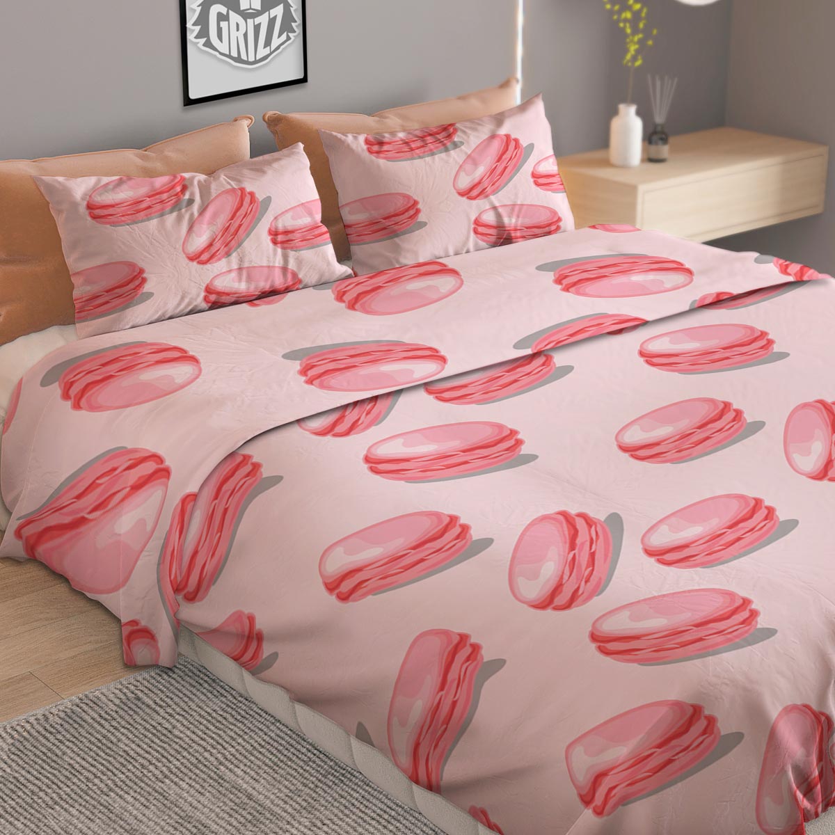 Macarons Sweet Print Pattern Duvet Cover Bedding Set-grizzshop