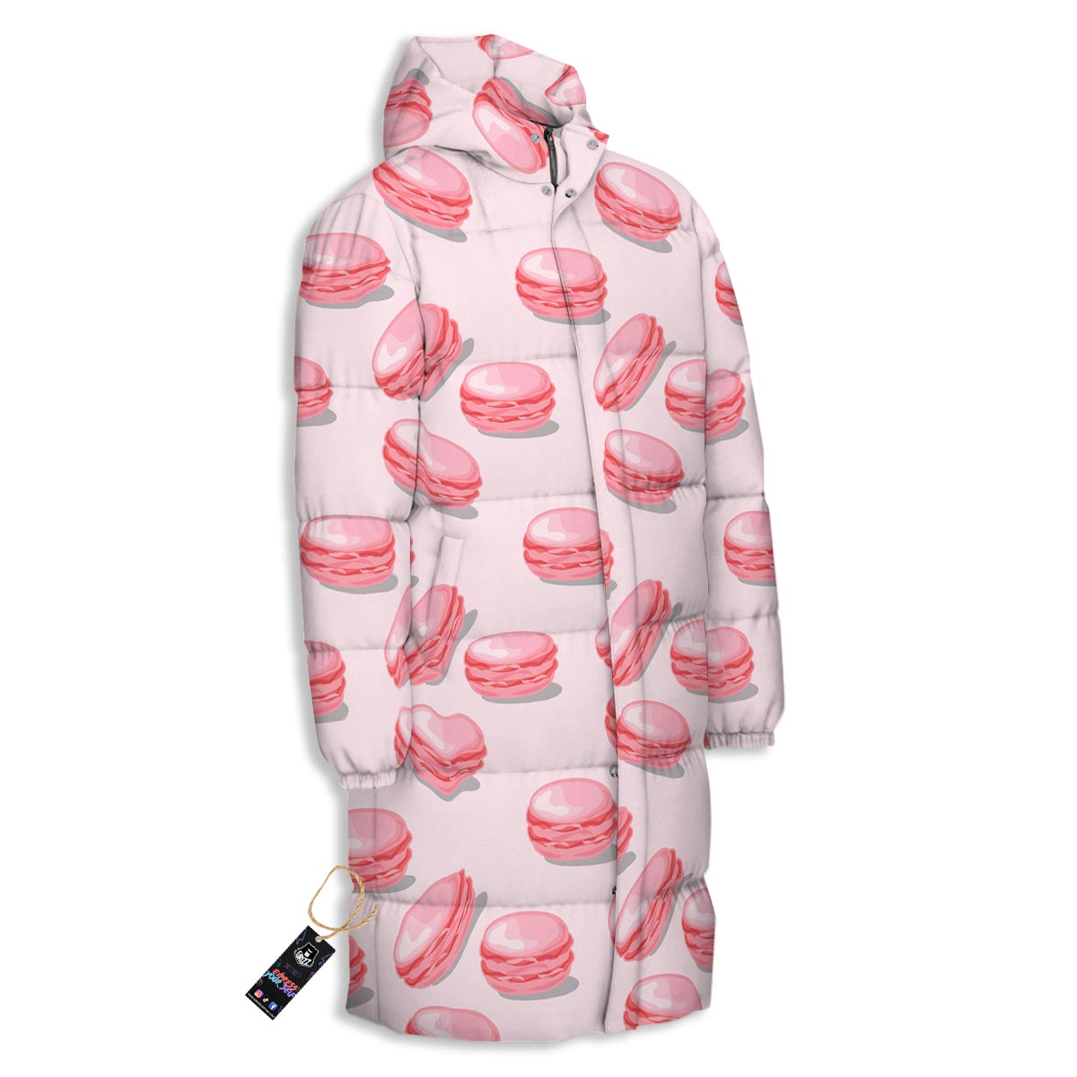Macarons Sweet Print Pattern Long Down Jacket-grizzshop