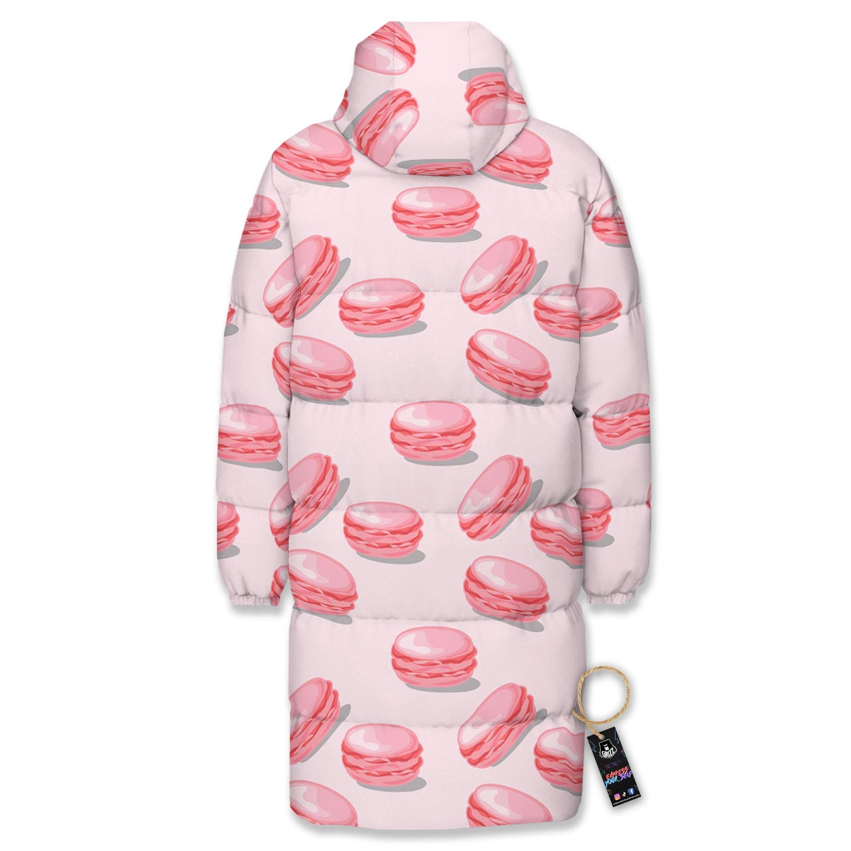 Macarons Sweet Print Pattern Long Down Jacket-grizzshop