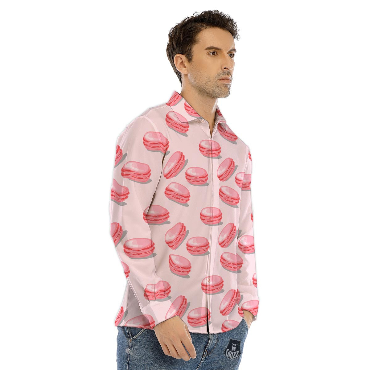 Macarons Sweet Print Pattern Men's Dress Shirts-grizzshop
