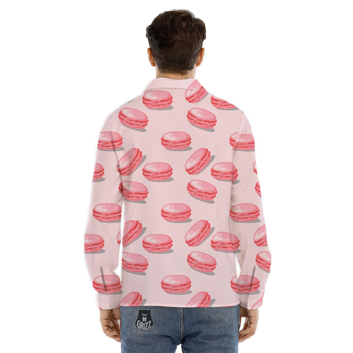 Macarons Sweet Print Pattern Men's Dress Shirts-grizzshop