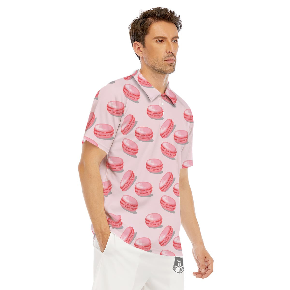 Macarons Sweet Print Pattern Men's Golf Shirts-grizzshop