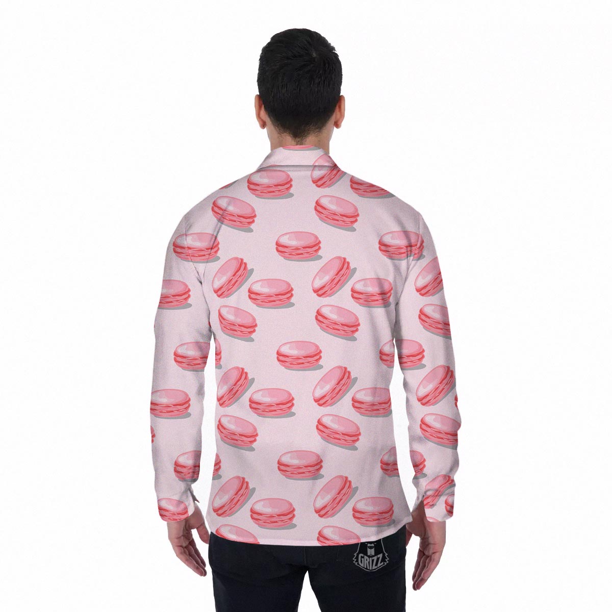 Macarons Sweet Print Pattern Men's Long Sleeve Shirts-grizzshop