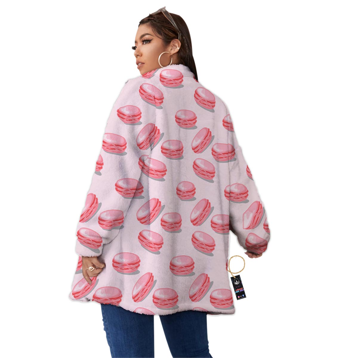 Macarons Sweet Print Pattern Women's Sherpa Jacket-grizzshop