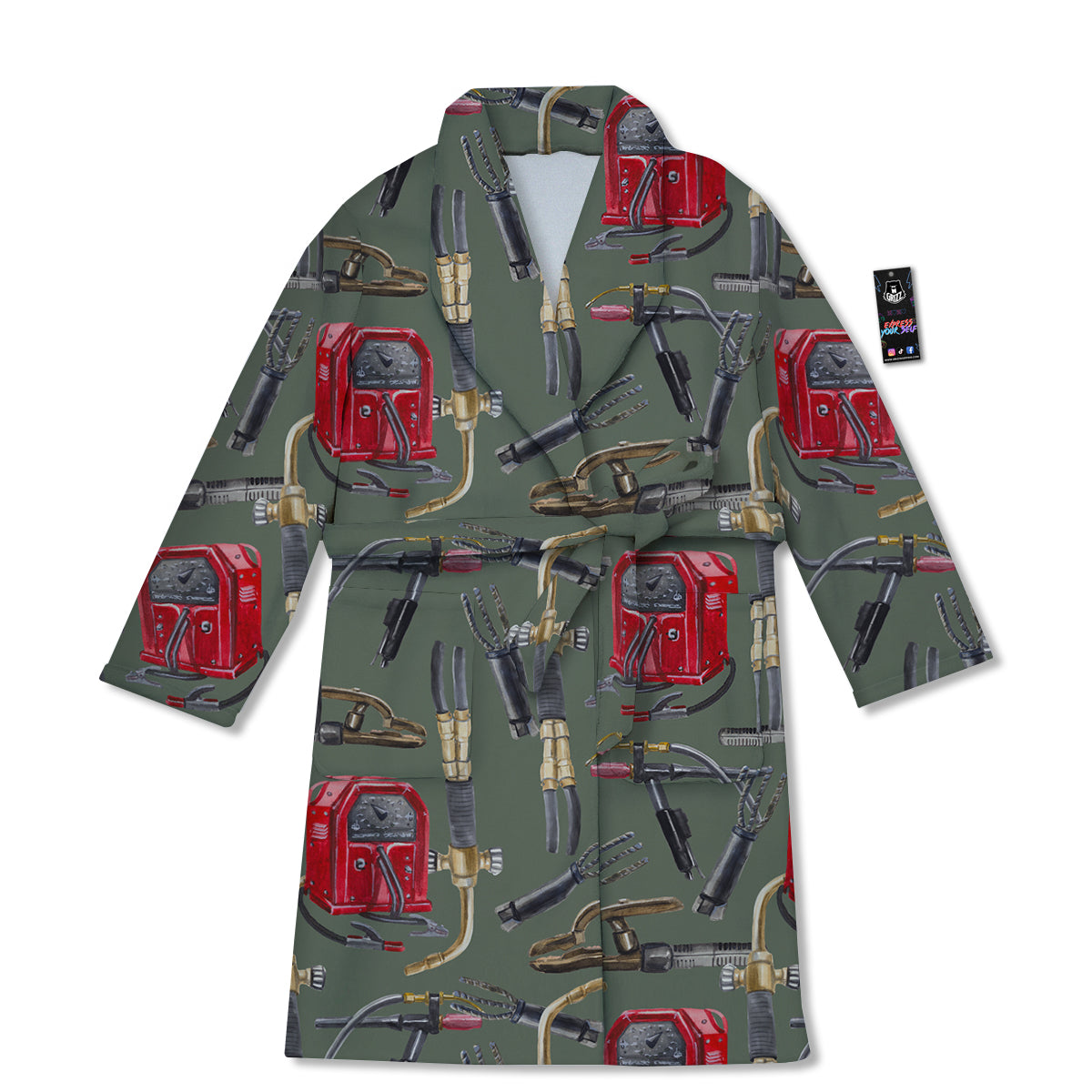 Machine Welding Print Pattern Bathrobe-grizzshop