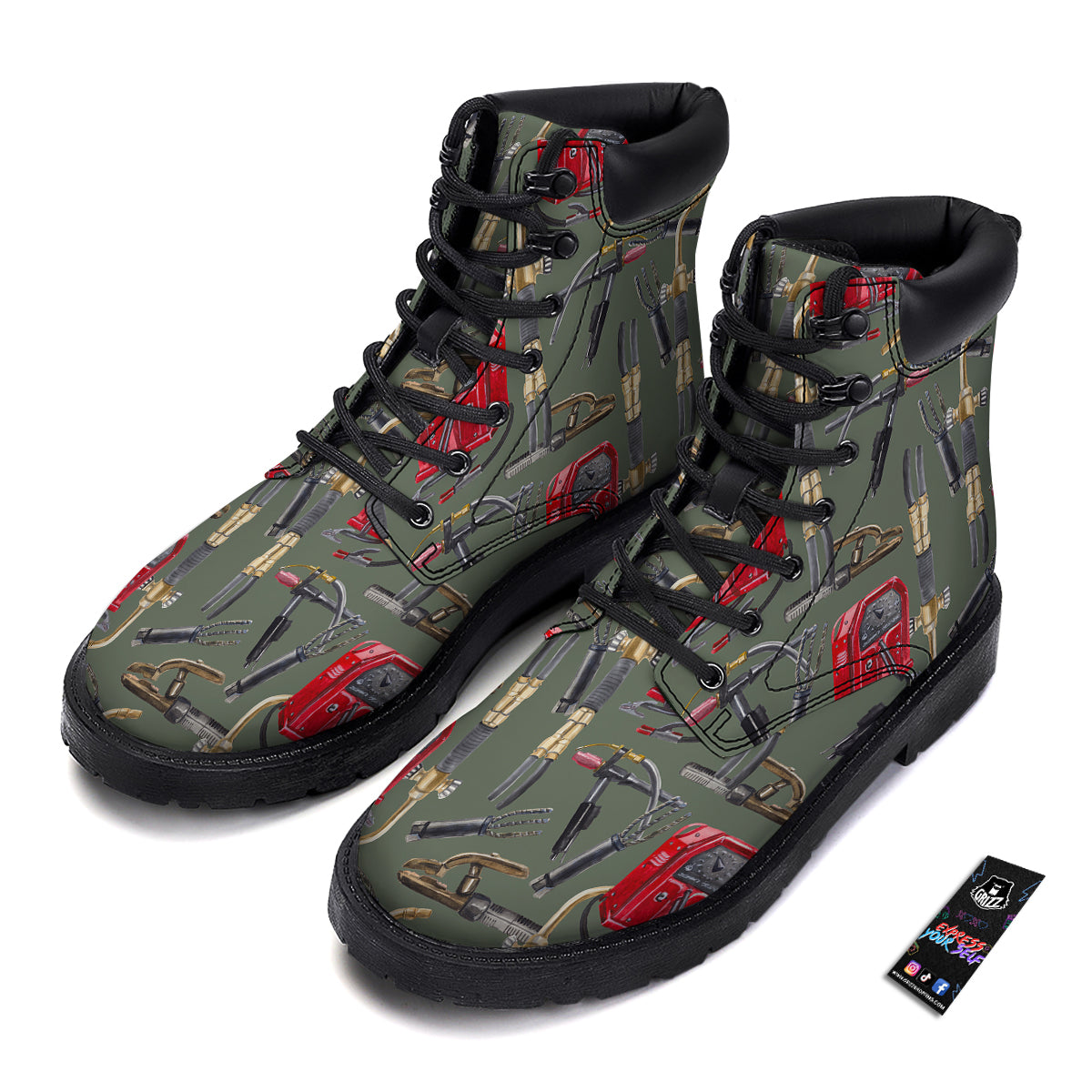 Machine Welding Print Pattern Boots-grizzshop
