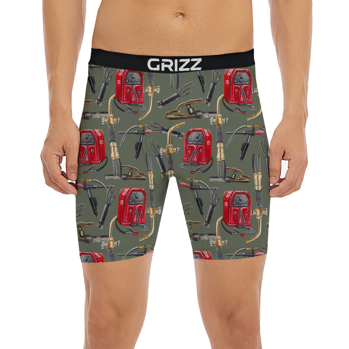 Machine Welding Print Pattern Boxer Briefs-grizzshop