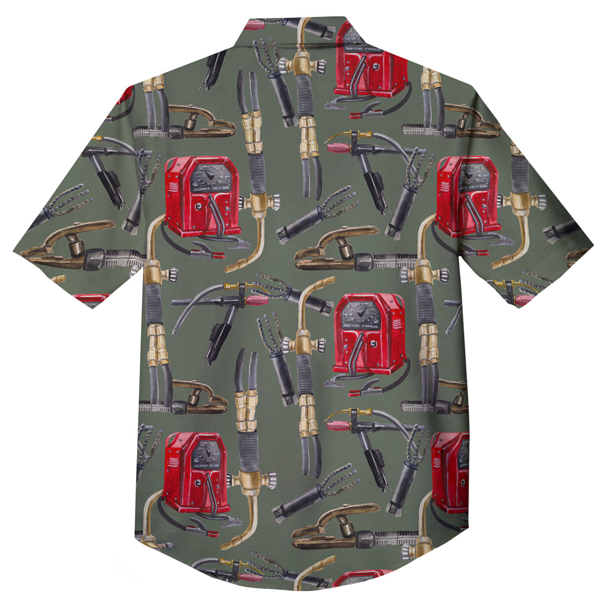 Machine Welding Print Pattern Button Up Shirt-grizzshop