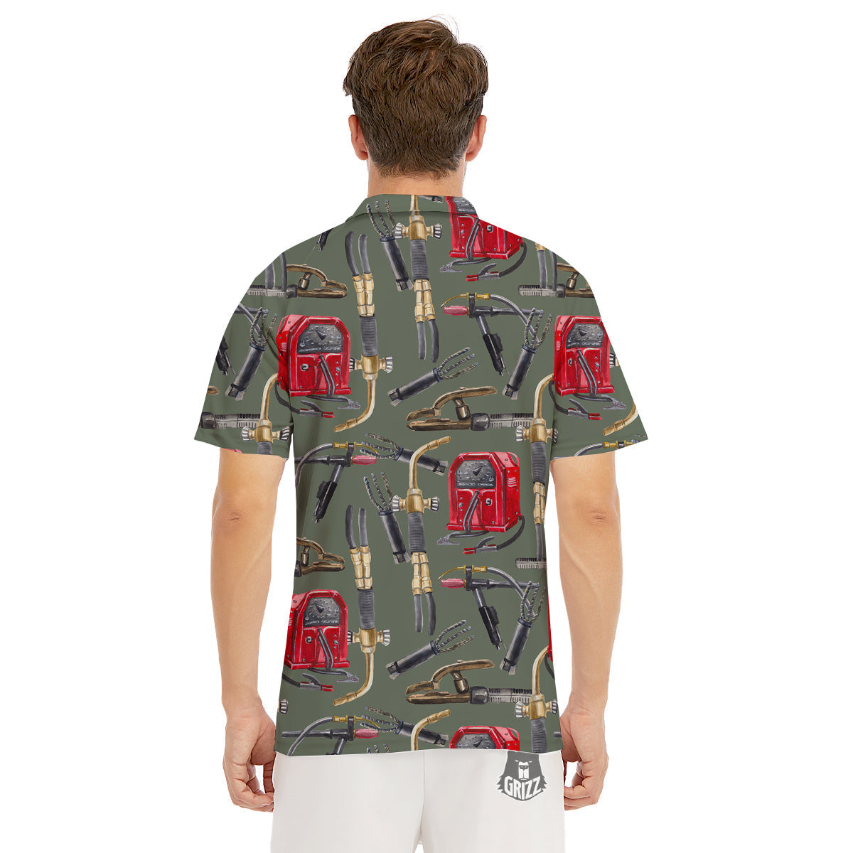 Machine Welding Print Pattern Men's Golf Shirts-grizzshop