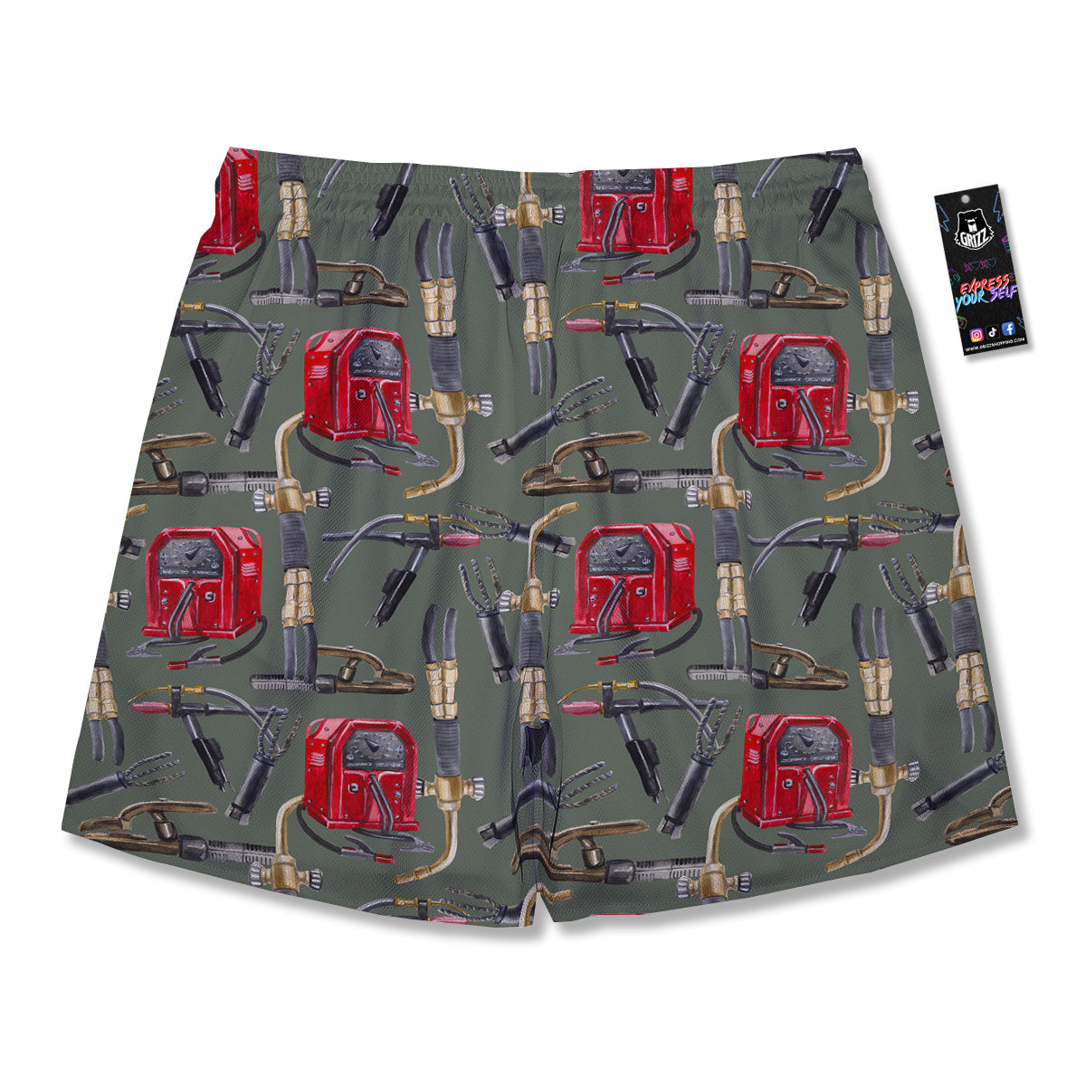 Machine Welding Print Pattern Men's Running Shorts-grizzshop