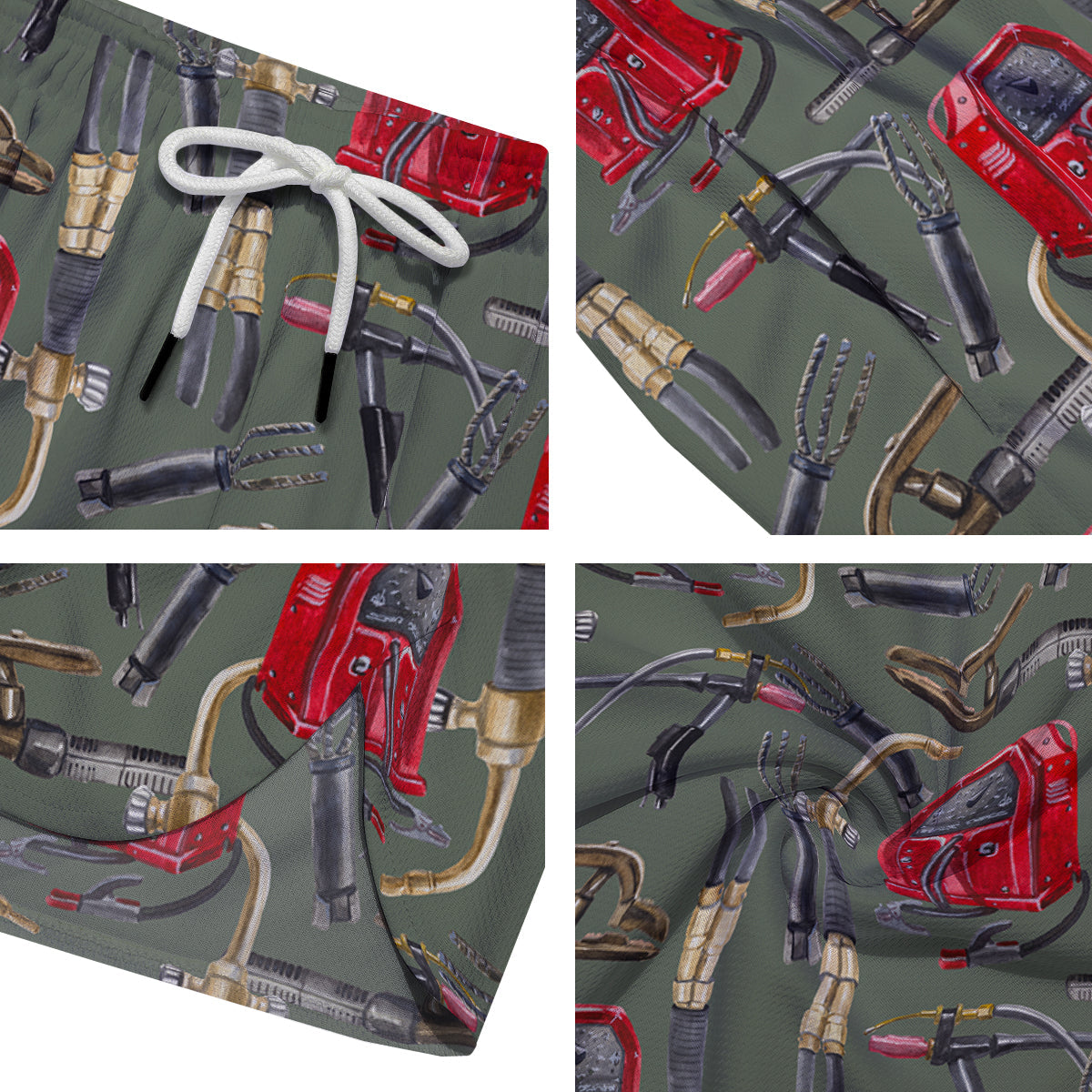 Machine Welding Print Pattern Men's Running Shorts-grizzshop