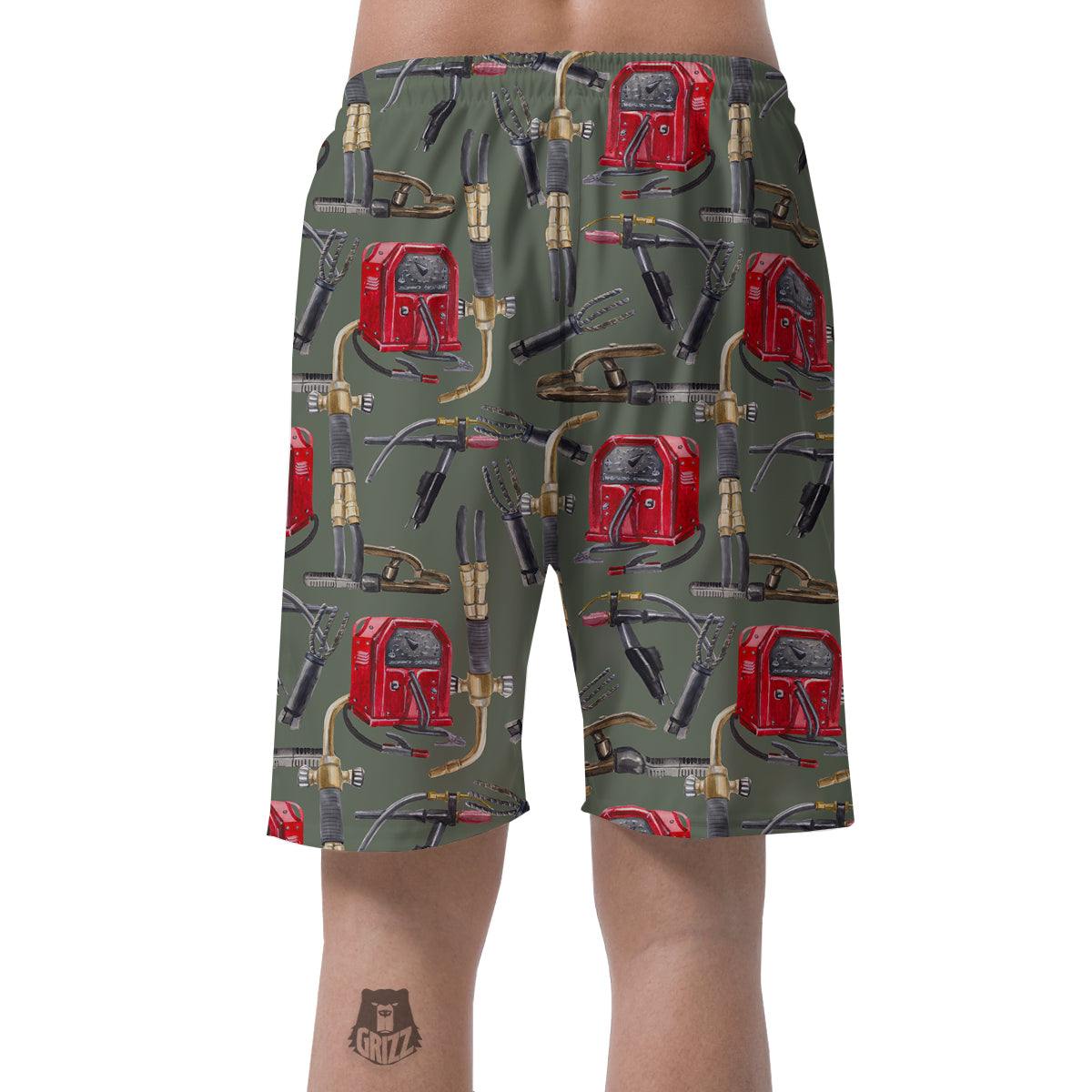 Machine Welding Print Pattern Men's Shorts-grizzshop