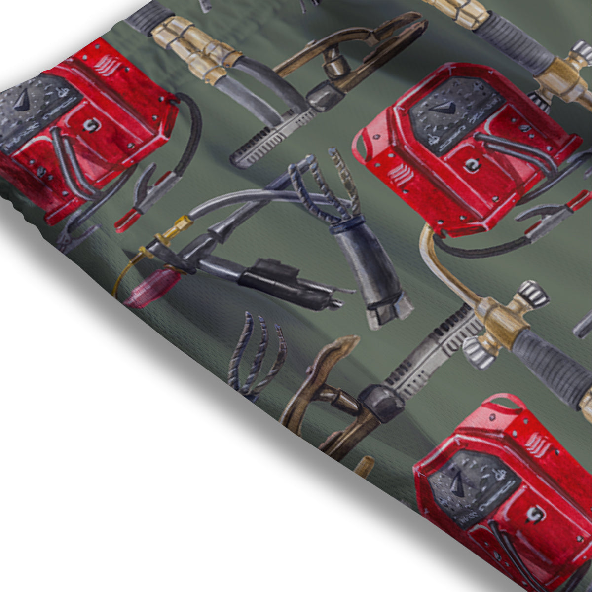 Machine Welding Print Pattern Mesh Shorts-grizzshop