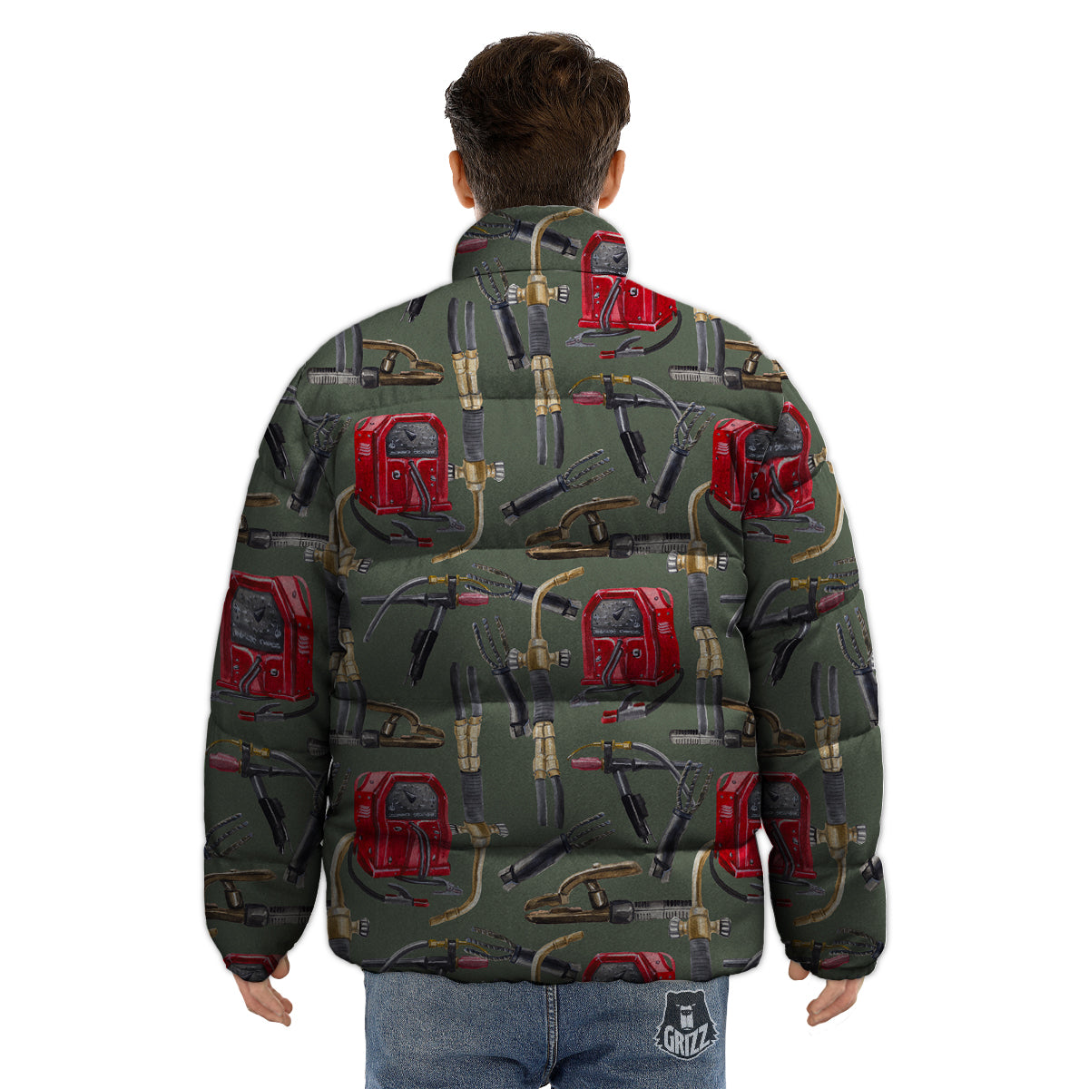 Machine Welding Print Pattern Puffer Jacket-grizzshop