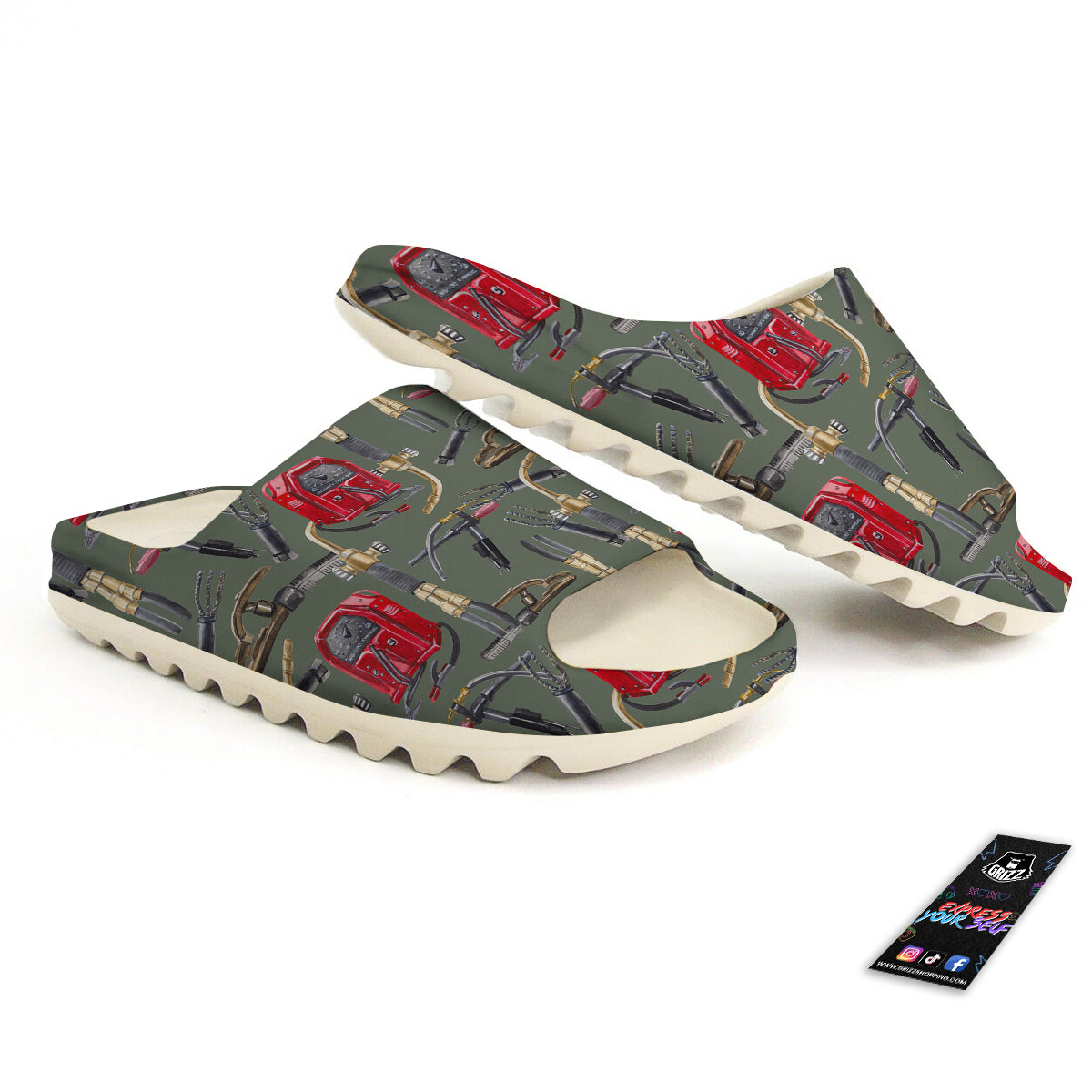 Machine Welding Print Pattern Sandals-grizzshop
