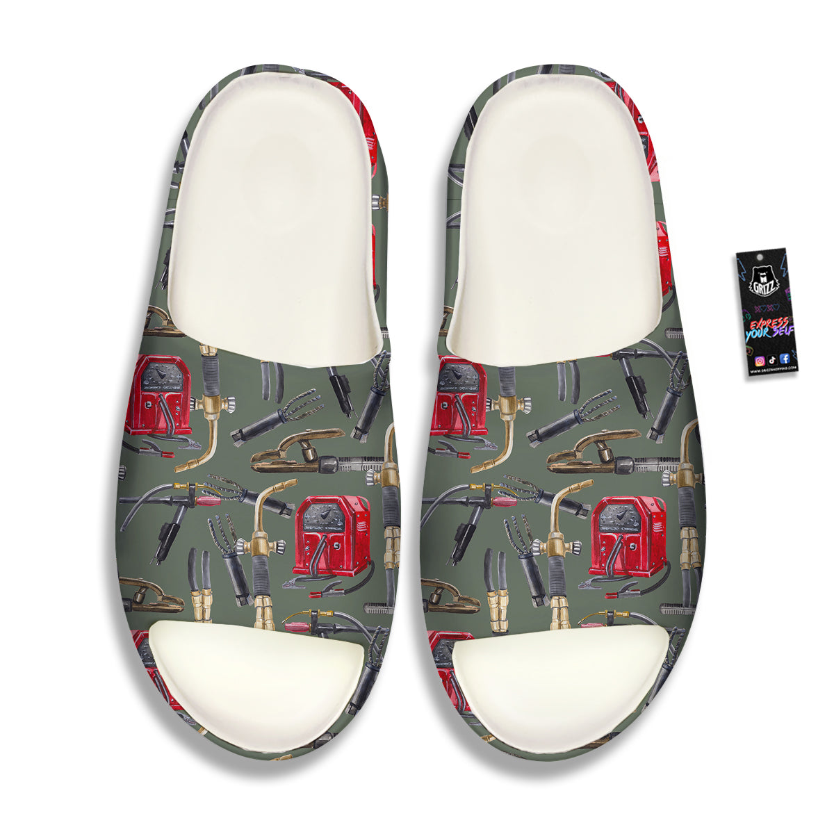 Machine Welding Print Pattern Sandals-grizzshop
