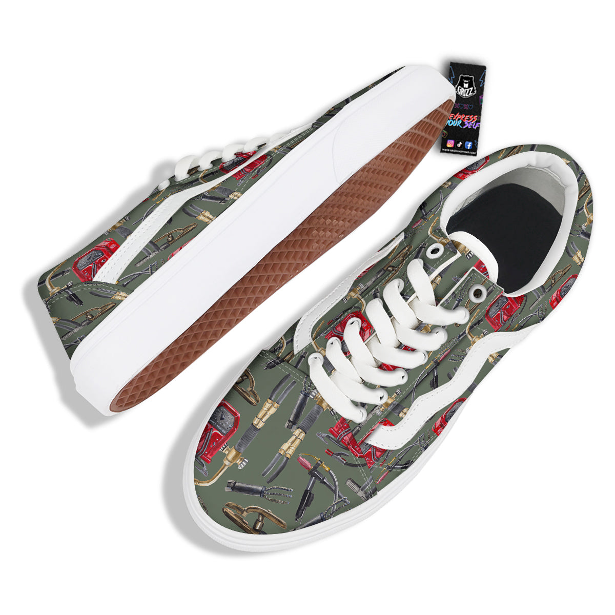 Machine Welding Print Pattern Skate Shoes-grizzshop