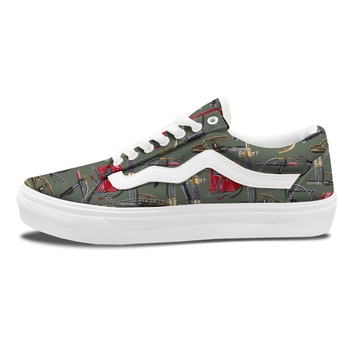 Machine Welding Print Pattern Skate Shoes-grizzshop