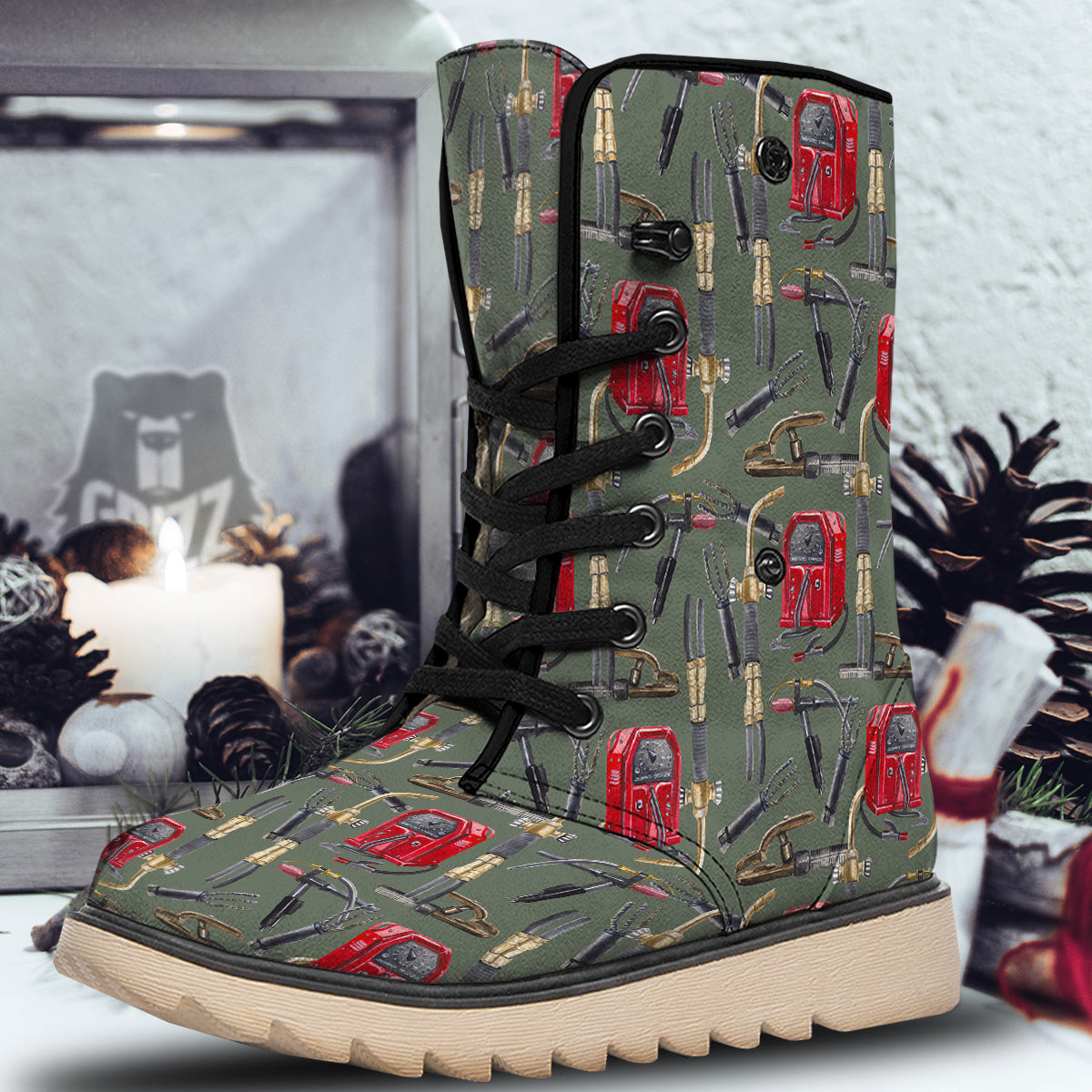 Machine Welding Print Pattern Snow Boots-grizzshop