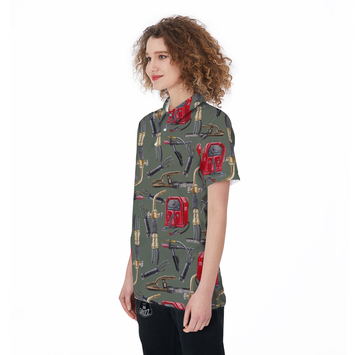 Machine Welding Print Pattern Women's Golf Shirts-grizzshop