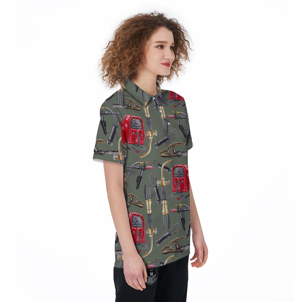 Machine Welding Print Pattern Women's Golf Shirts-grizzshop