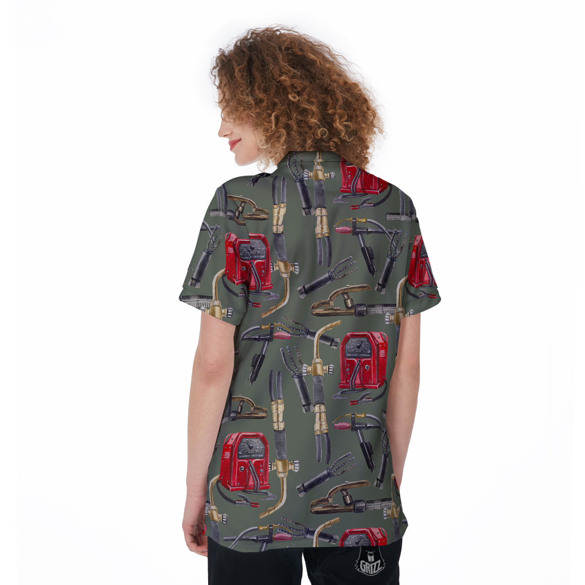 Machine Welding Print Pattern Women's Golf Shirts-grizzshop