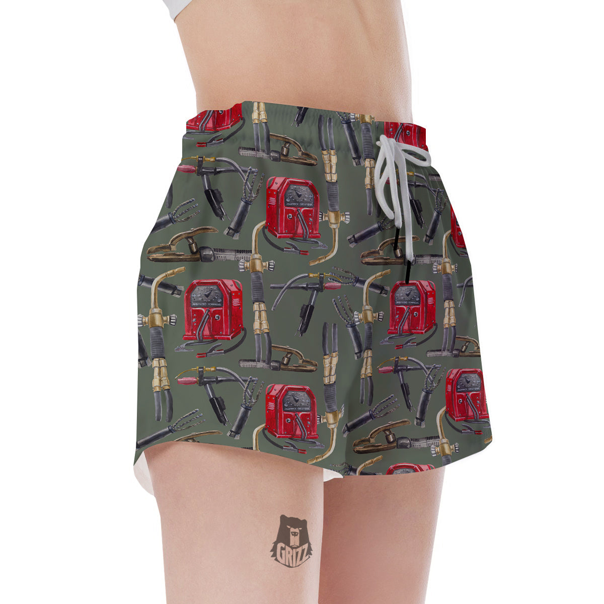 Machine Welding Print Pattern Women's Shorts-grizzshop
