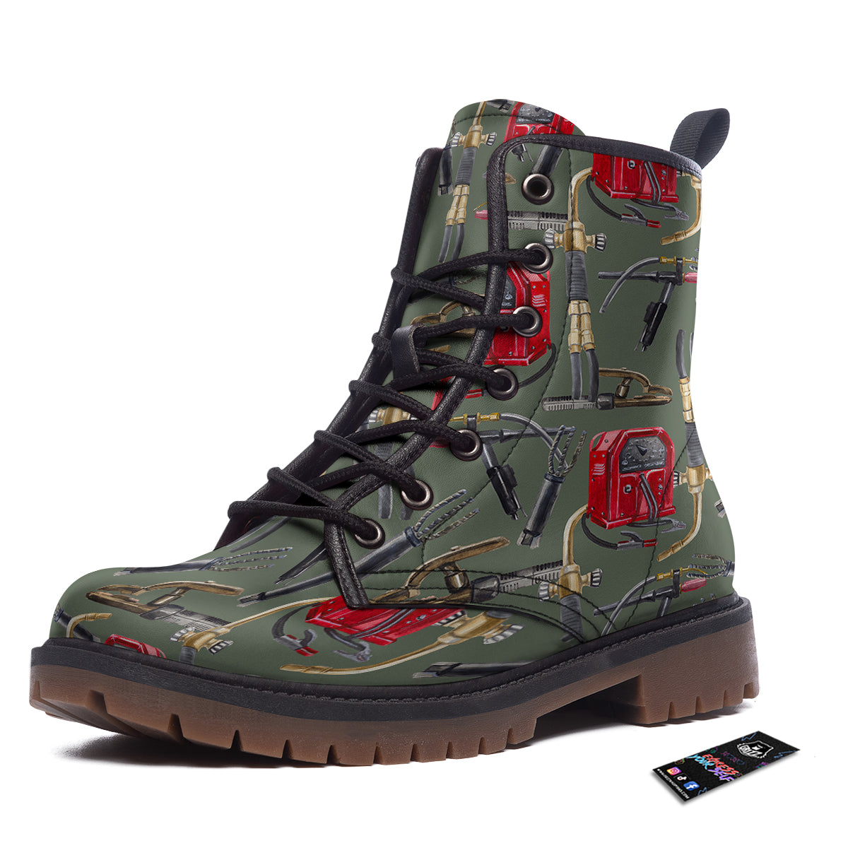 Machine Welding Print Pattern Work Boots-grizzshop