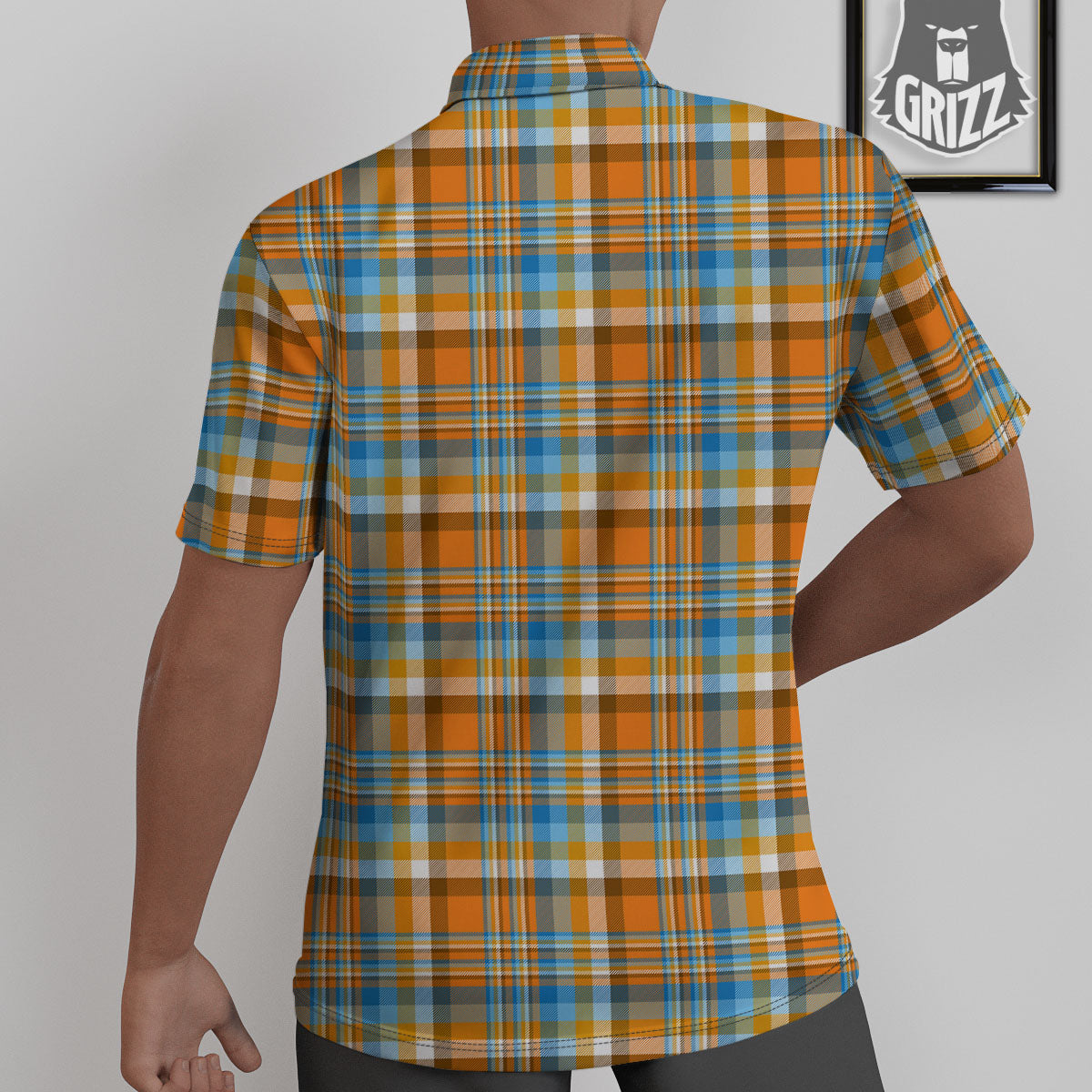 Madras Blue And Orange Print Pattern Untucked Shirts-grizzshop