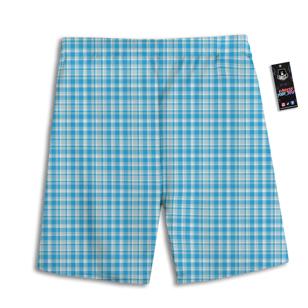 Madras Blue Print Pattern Men's Athletic Shorts