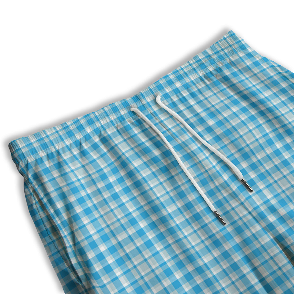 Madras Blue Print Pattern Men's Athletic Shorts