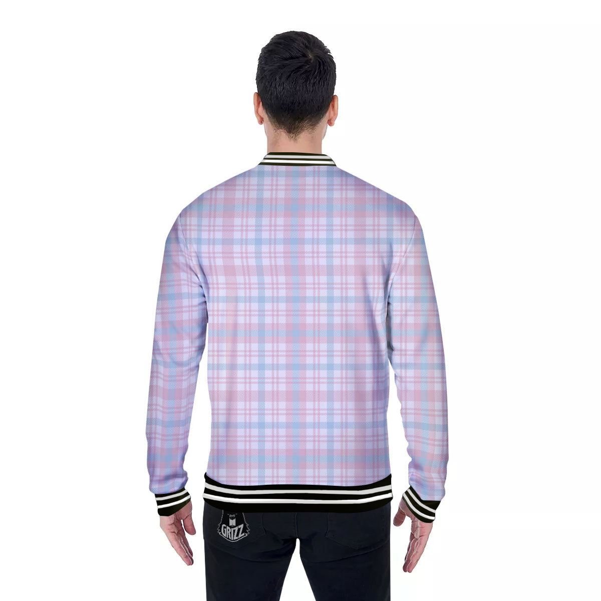 Madras Pastel Print Pattern Baseball Jacket-grizzshop