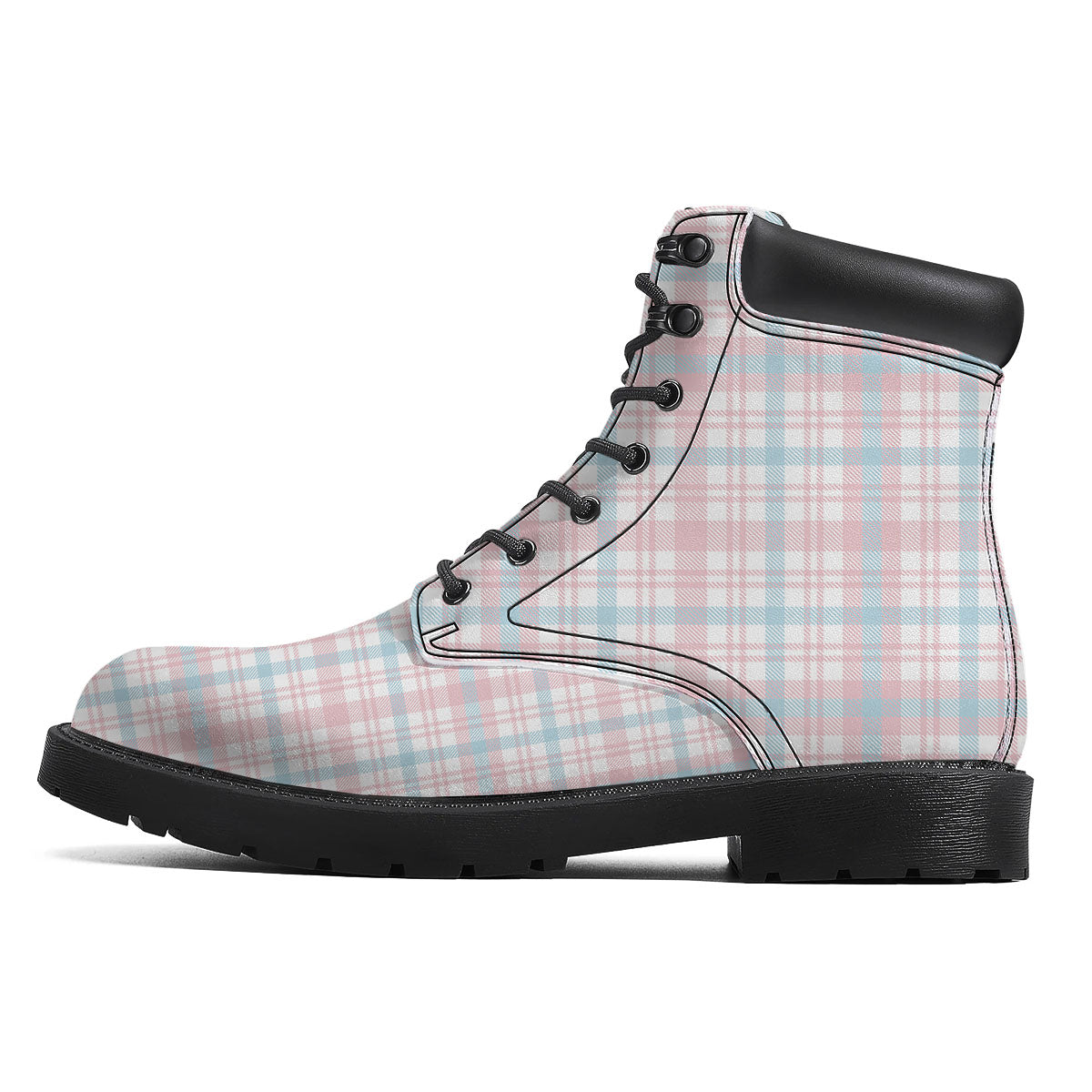 Madras Pastel Print Pattern Boots-grizzshop