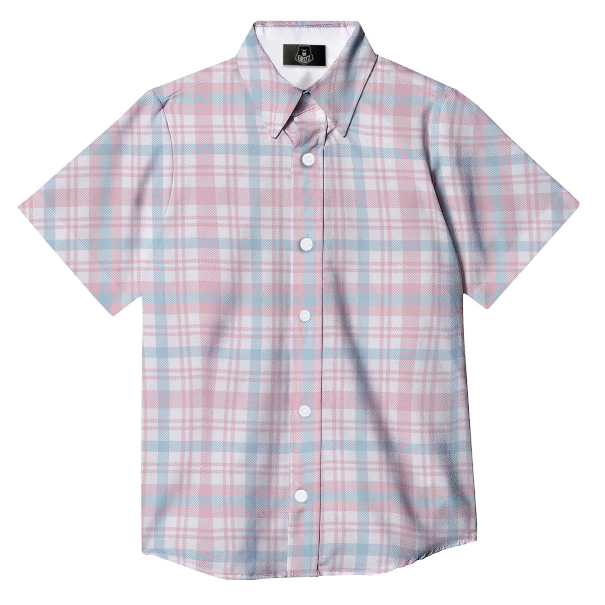 Madras Pastel Print Pattern Button Up Shirt-grizzshop